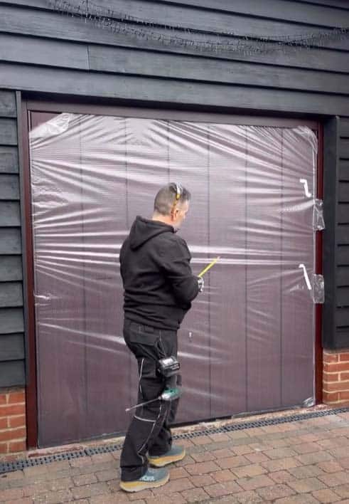 Garador Ascot Up and Over Garage Door in Rosewood Decograin